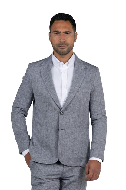 Regular Fit Linen Blazer – Grey