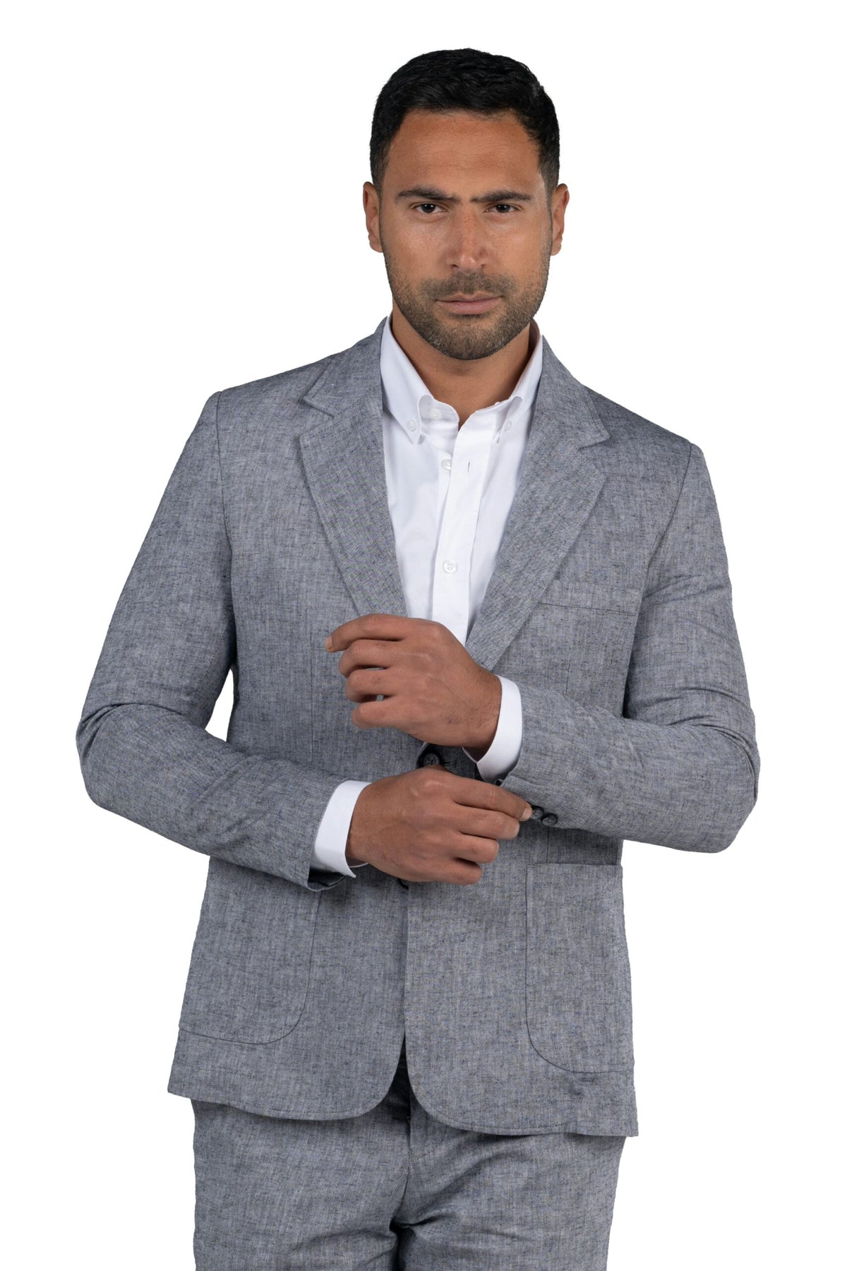 Regular Fit Linen Blazer – Grey