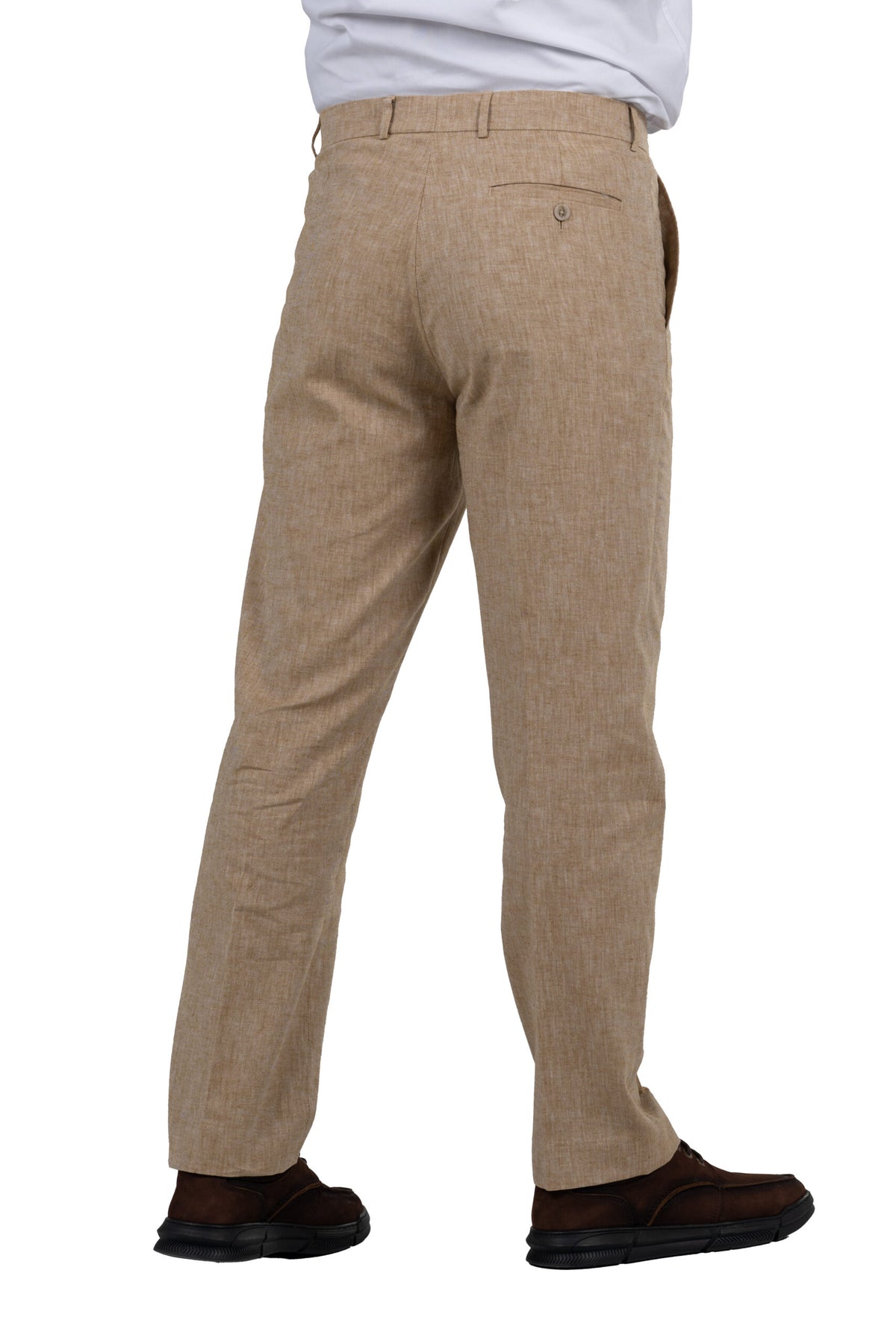 Regular Fit Linen Formal Trousers – Beige
