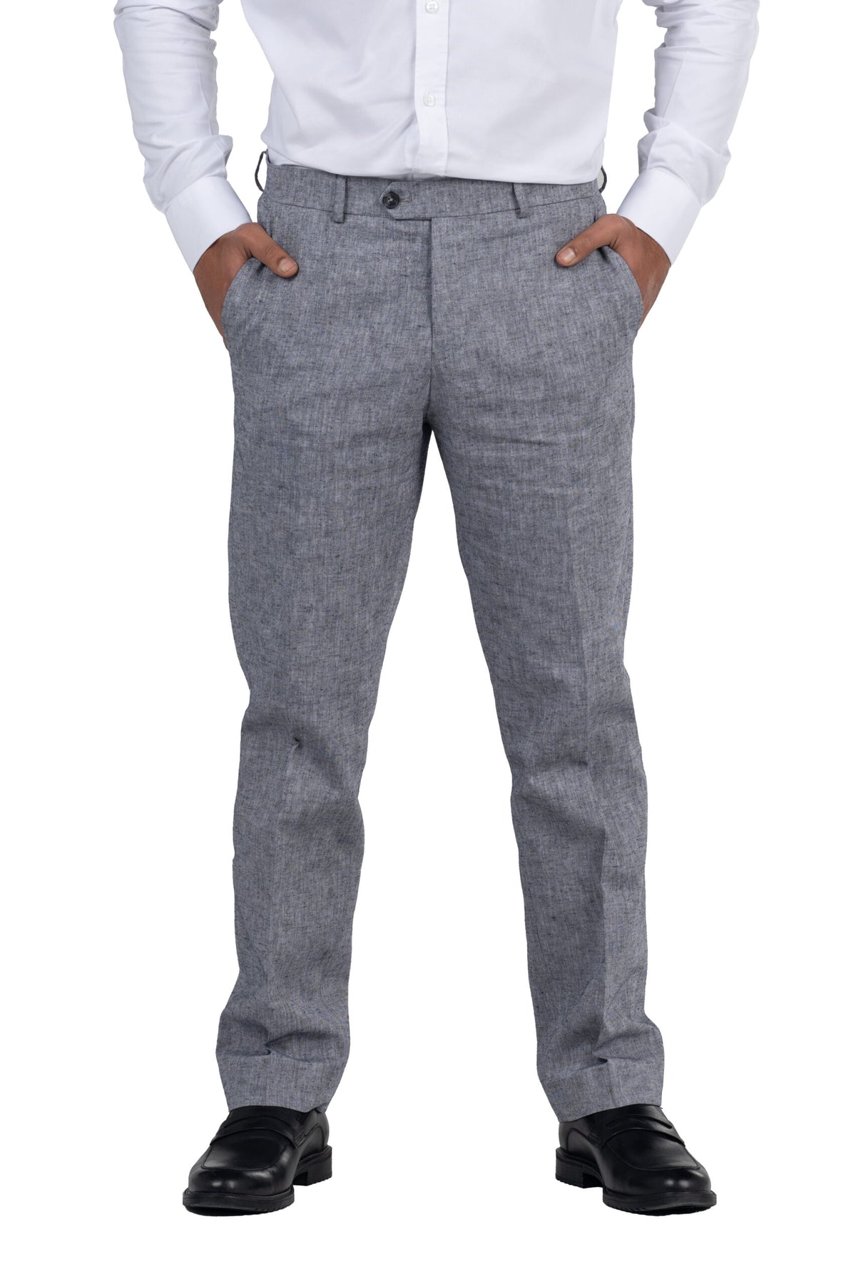 Regular Fit Linen Formal Trousers – Grey
