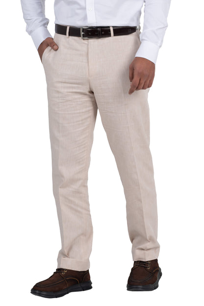 Regular Fit Linen Formal Trousers – Offwhite