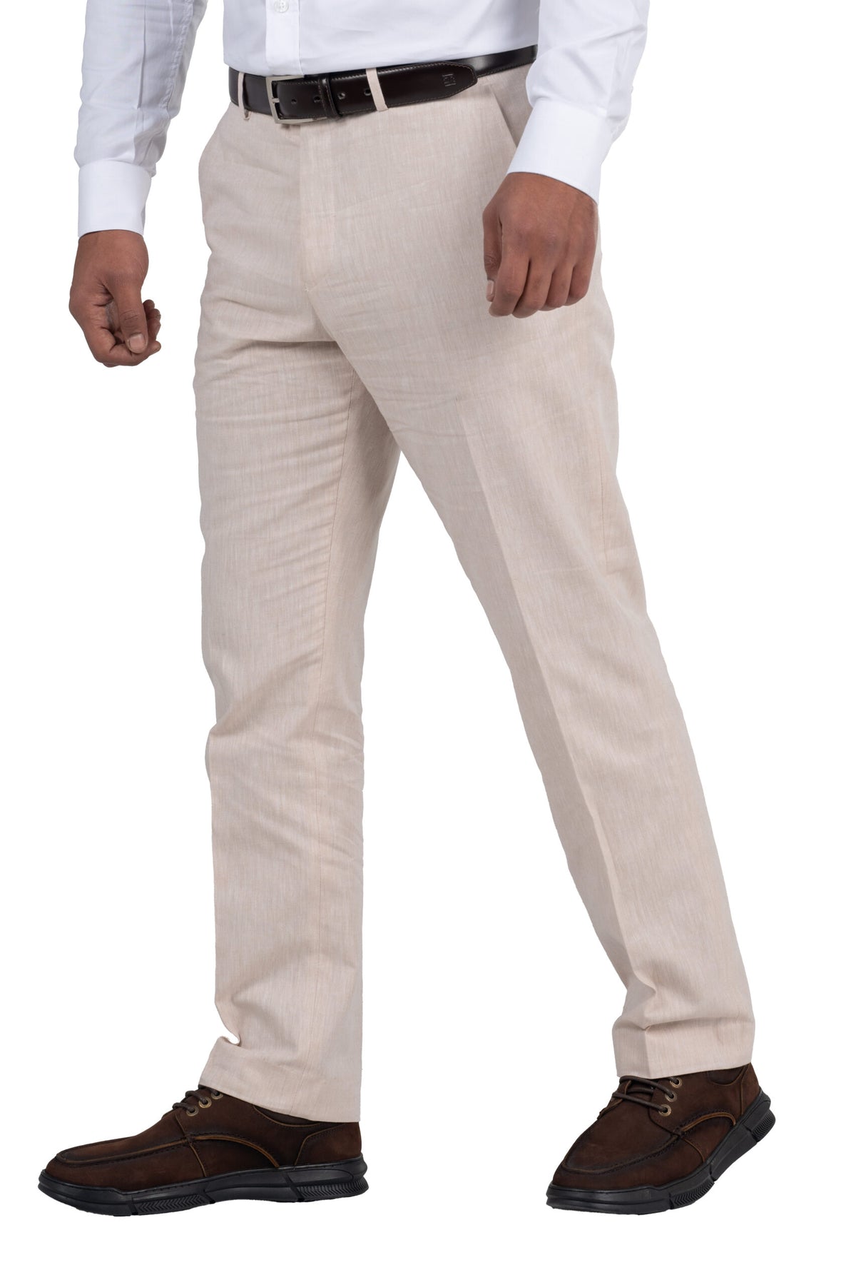 Regular Fit Linen Formal Trousers – Offwhite