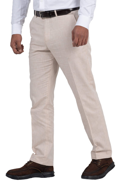 Regular Fit Linen Formal Trousers – Offwhite