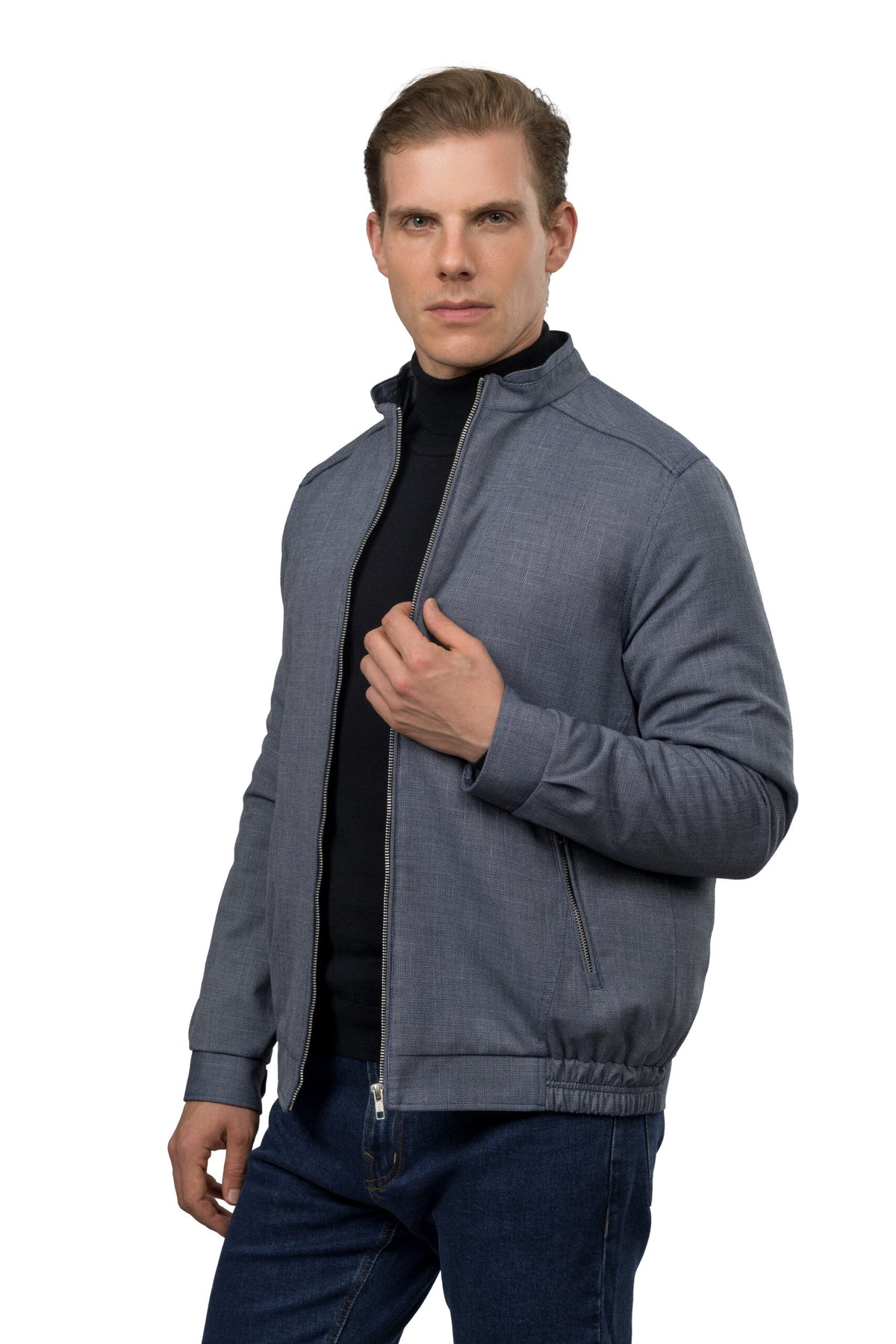 Regular Fit Twill Jacket – Blue/Grey