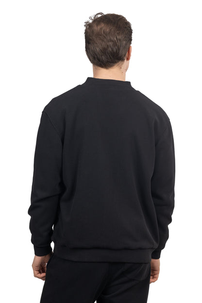 Relaxed Fit Melton Pique Full-Zip Sweatshirt – Black