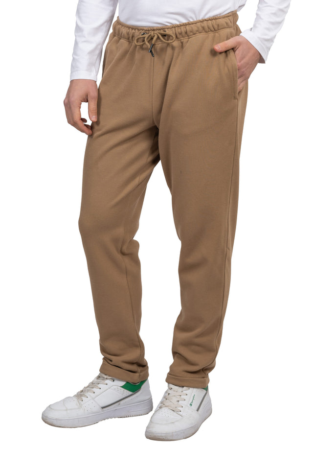 Relaxed Fit Melton Pique Sweatpants – Beige