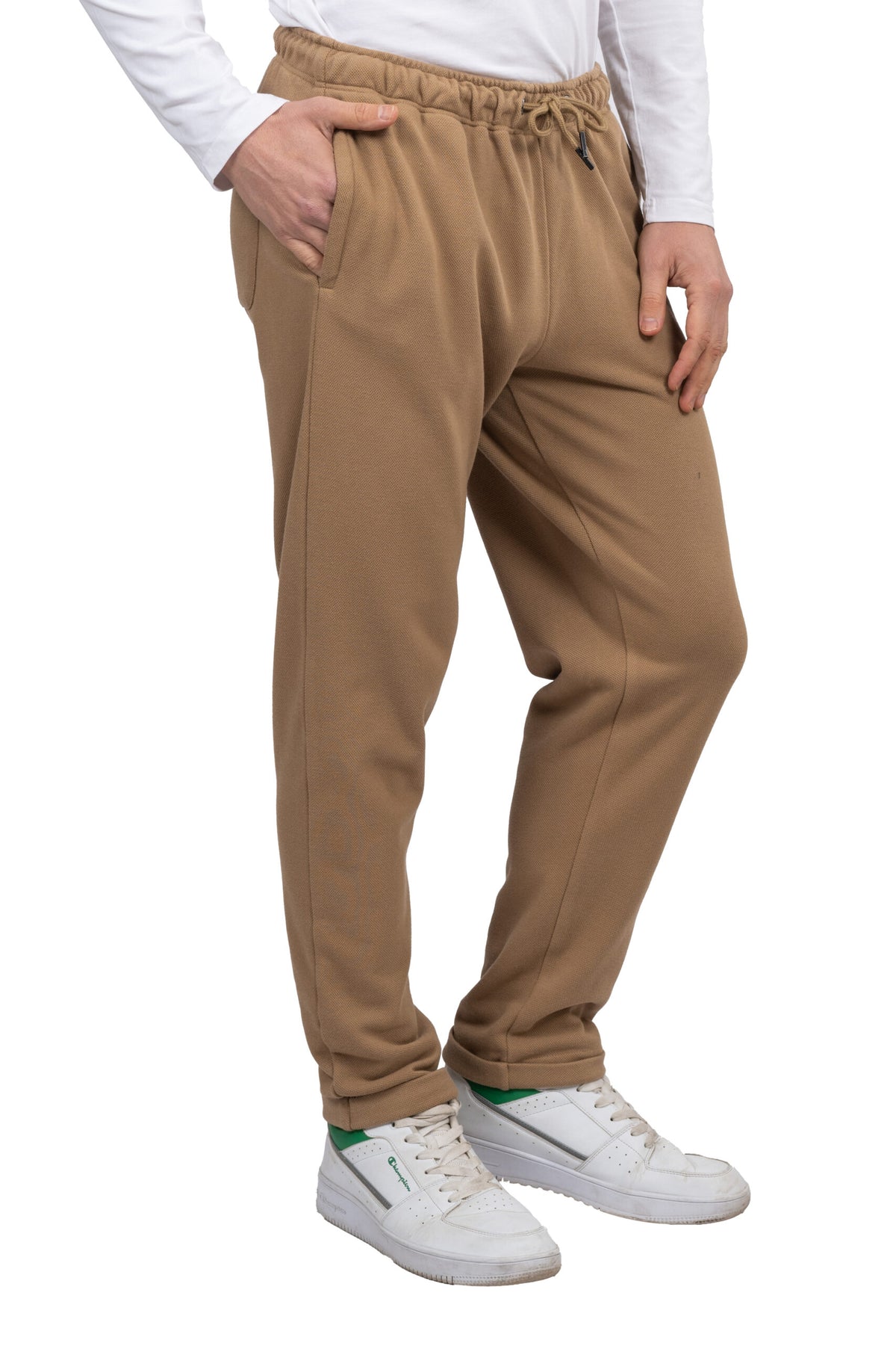 Relaxed Fit Melton Pique Sweatpants – Beige