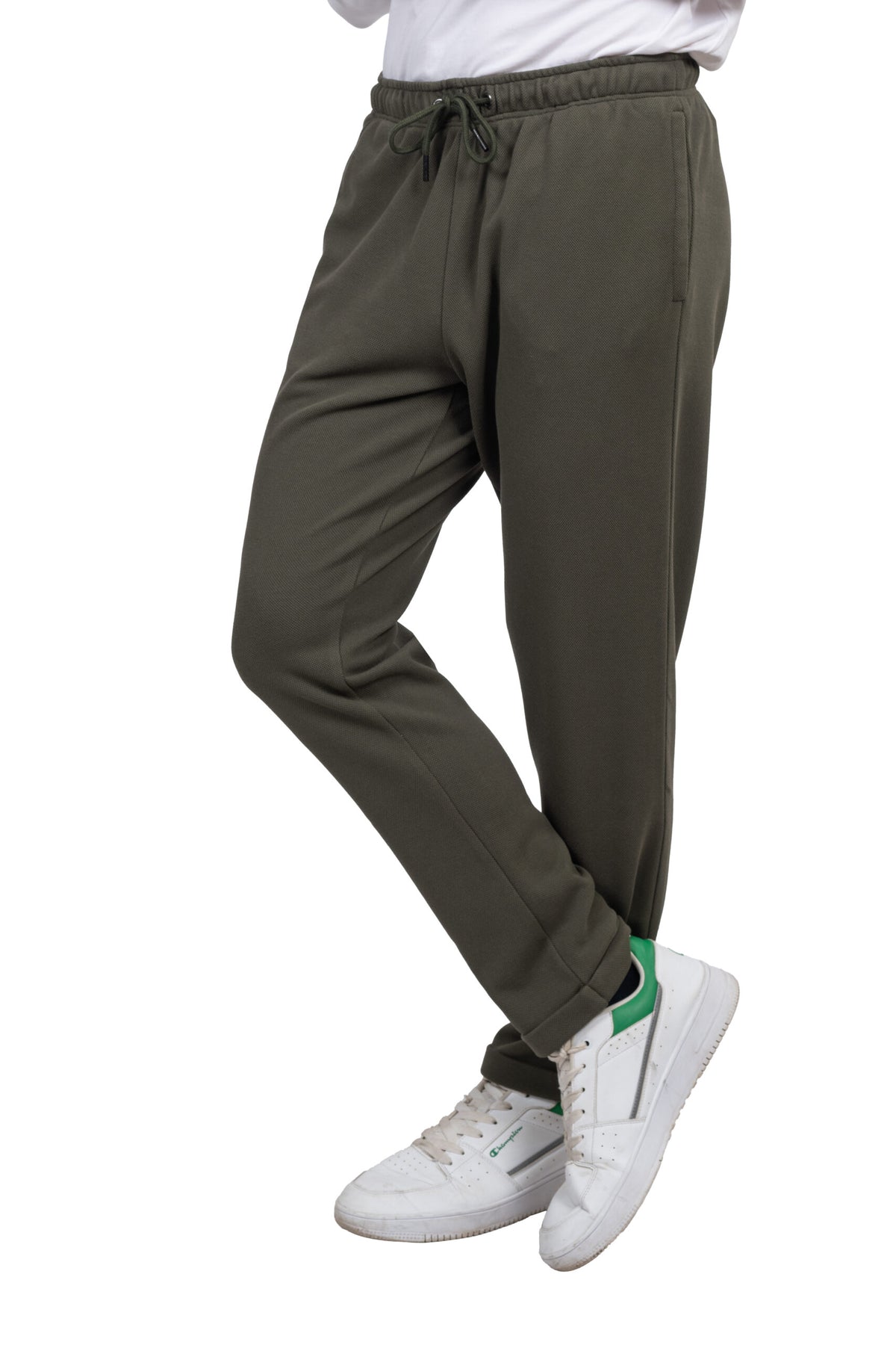 Relaxed Fit Melton Pique Sweatpants – Dark Green