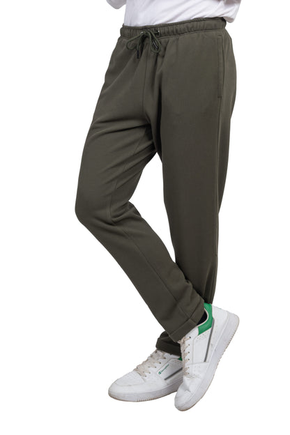 Relaxed Fit Melton Pique Sweatpants – Dark Green