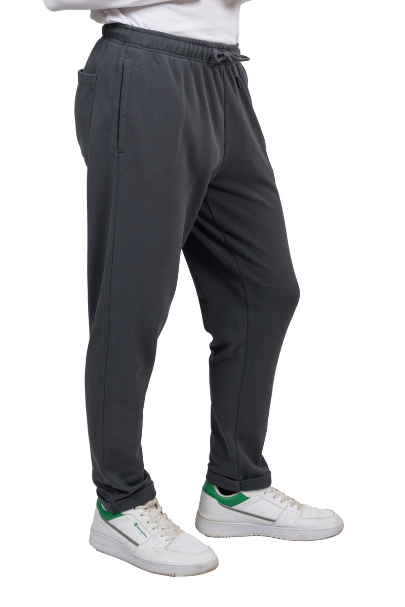 Relaxed Fit Melton Pique Sweatpants – Grey