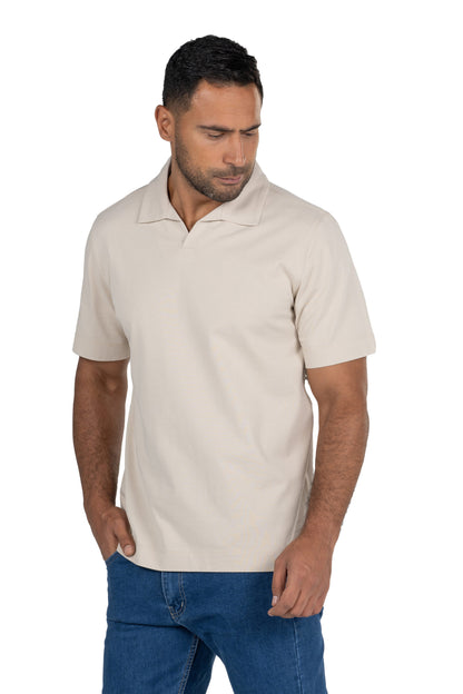 Short Sleeved Heavy Jersey Polo Shirt – Beige