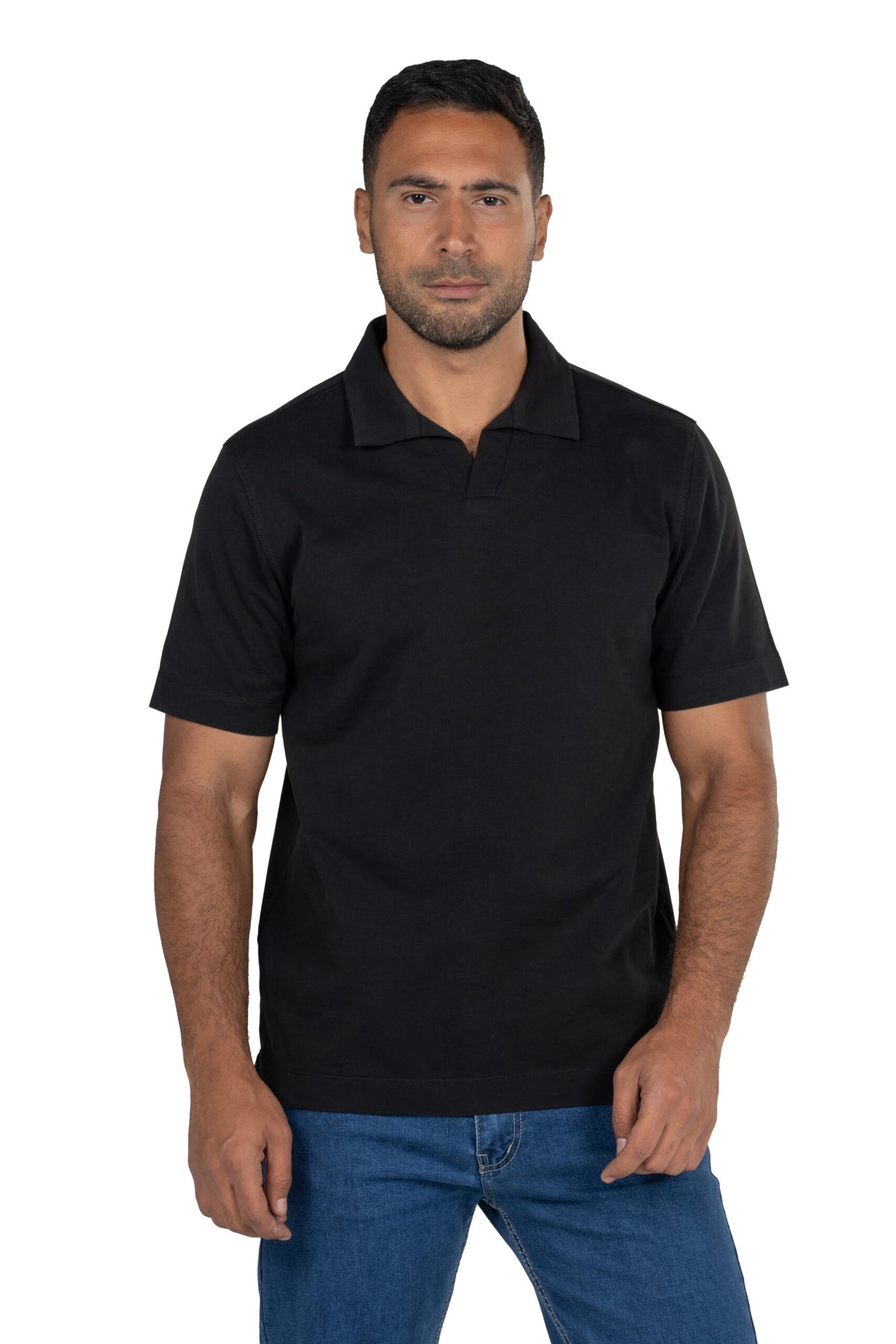 Short Sleeved Heavy Jersey Polo Shirt – Black