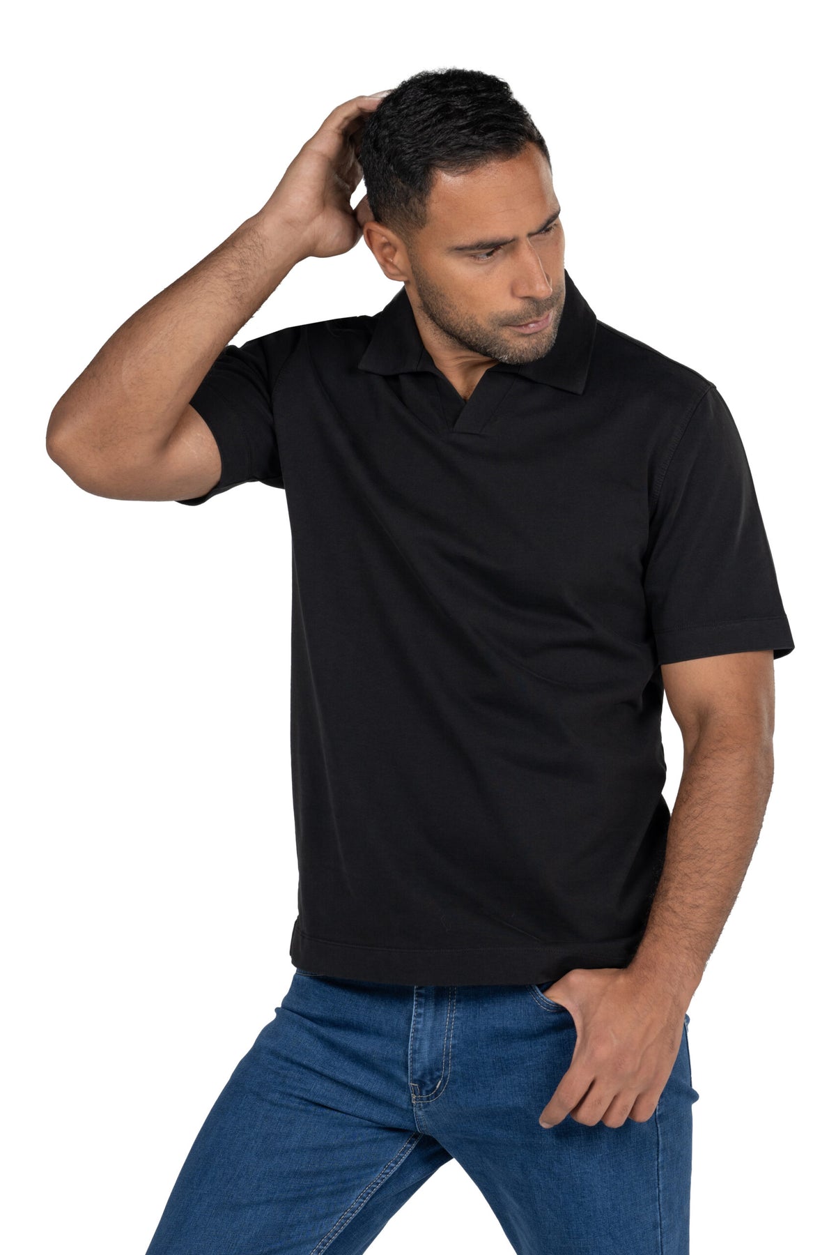 Short Sleeved Heavy Jersey Polo Shirt – Black