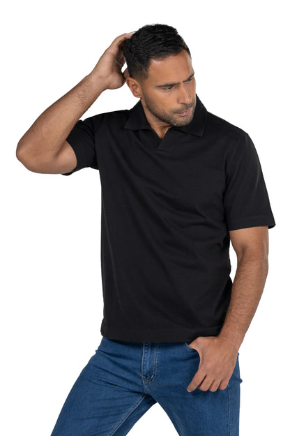 Short Sleeved Heavy Jersey Polo Shirt – Black