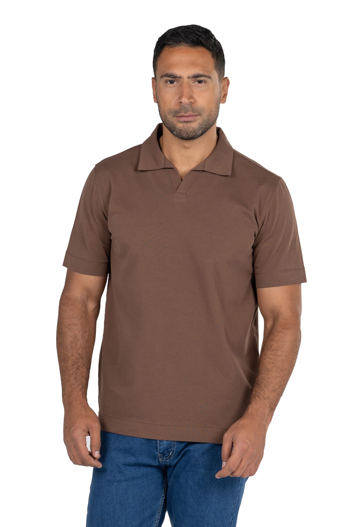 Short Sleeved Heavy Jersey Polo Shirt – Brown