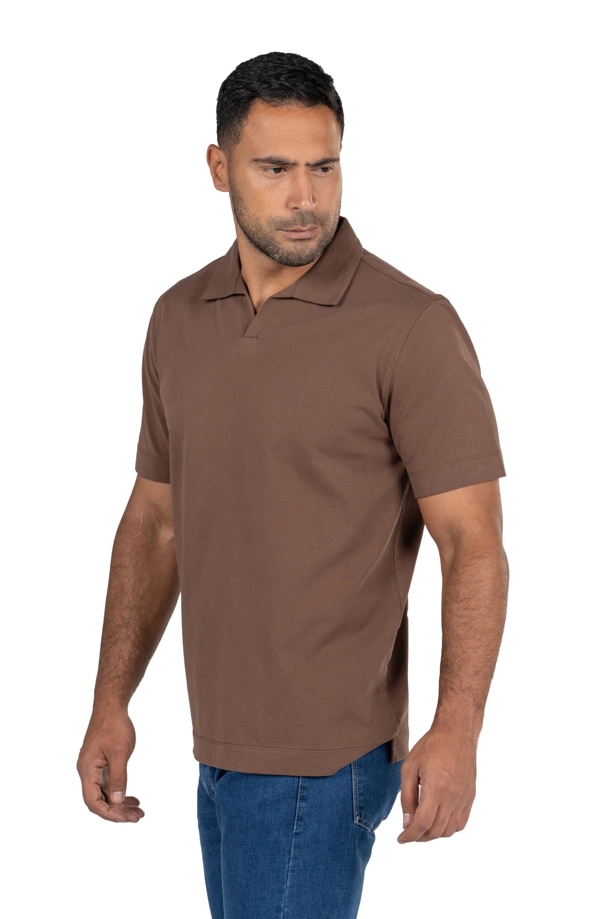 Short Sleeved Heavy Jersey Polo Shirt – Brown
