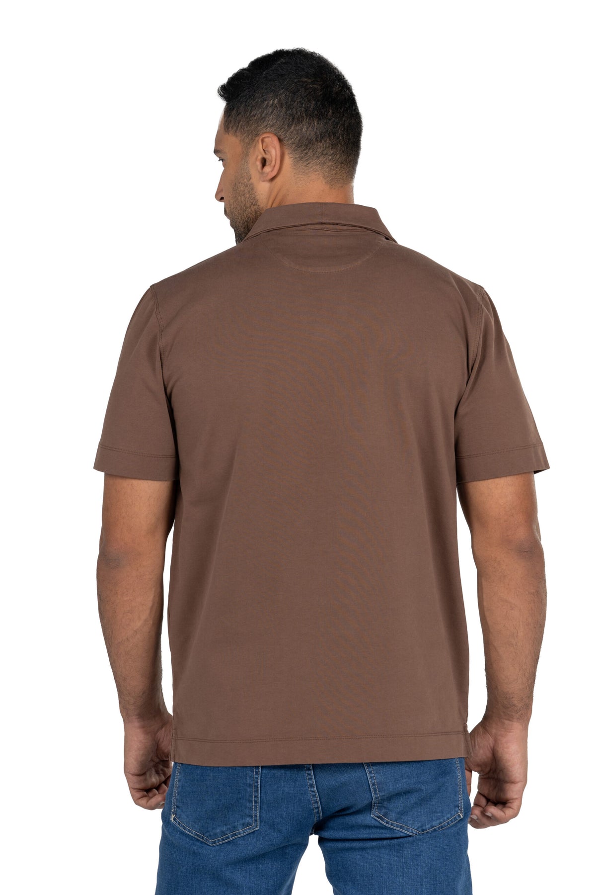 Short Sleeved Heavy Jersey Polo Shirt – Brown
