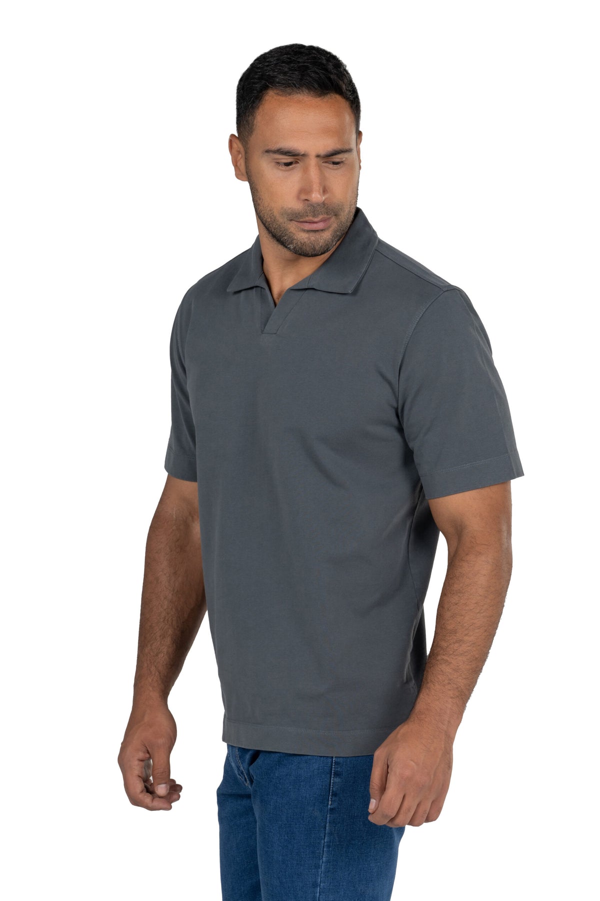 Short Sleeved Heavy Jersey Polo Shirt – Grey