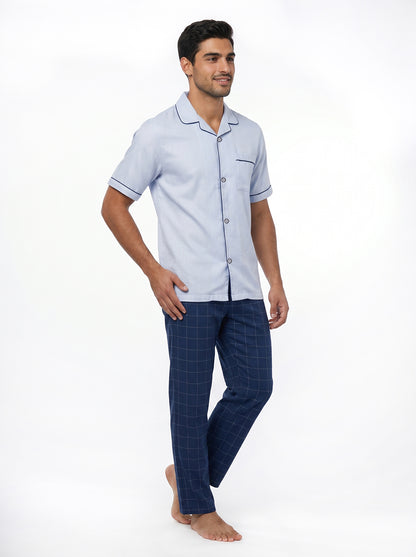 Short Sleeved Pajama Set – Light Blue