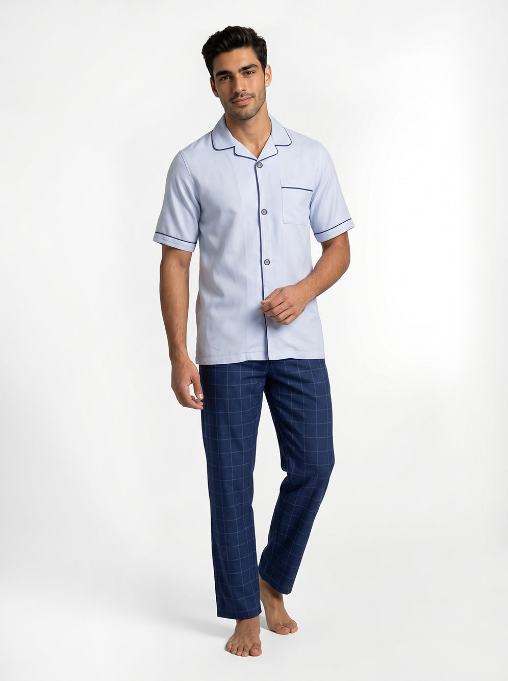 Short Sleeved Pajama Set – Light Blue