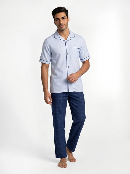 Short Sleeved Pajama Set – Light Blue