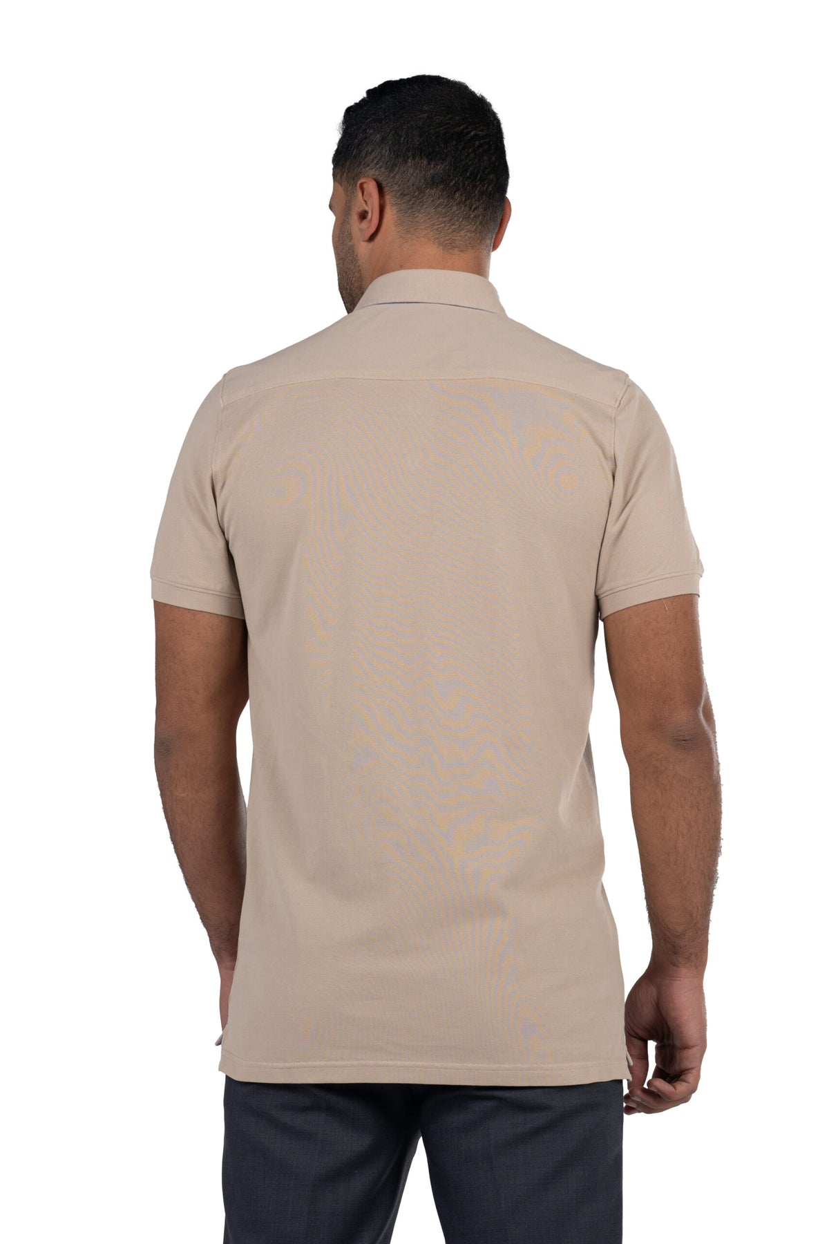 Short Sleeved Solid Polo Shirt – Beige