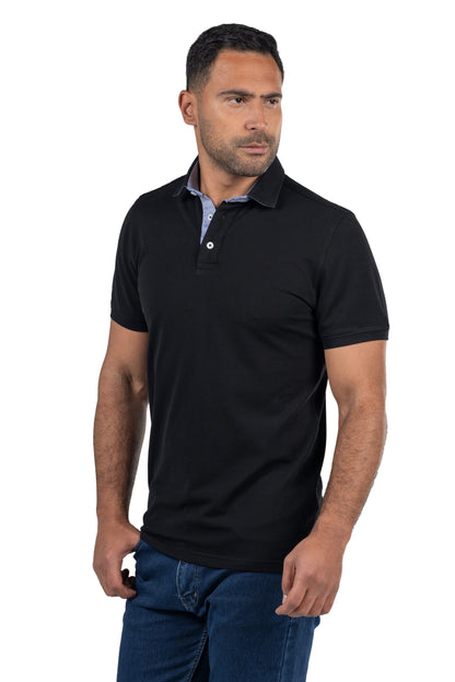 Short Sleeved Solid Polo Shirt – Black