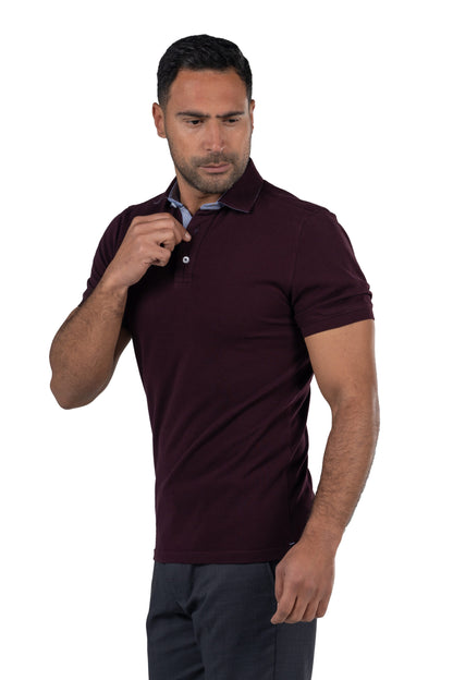 Short Sleeved Solid Polo Shirt – Burgundy