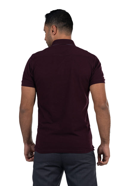 Short Sleeved Solid Polo Shirt – Burgundy