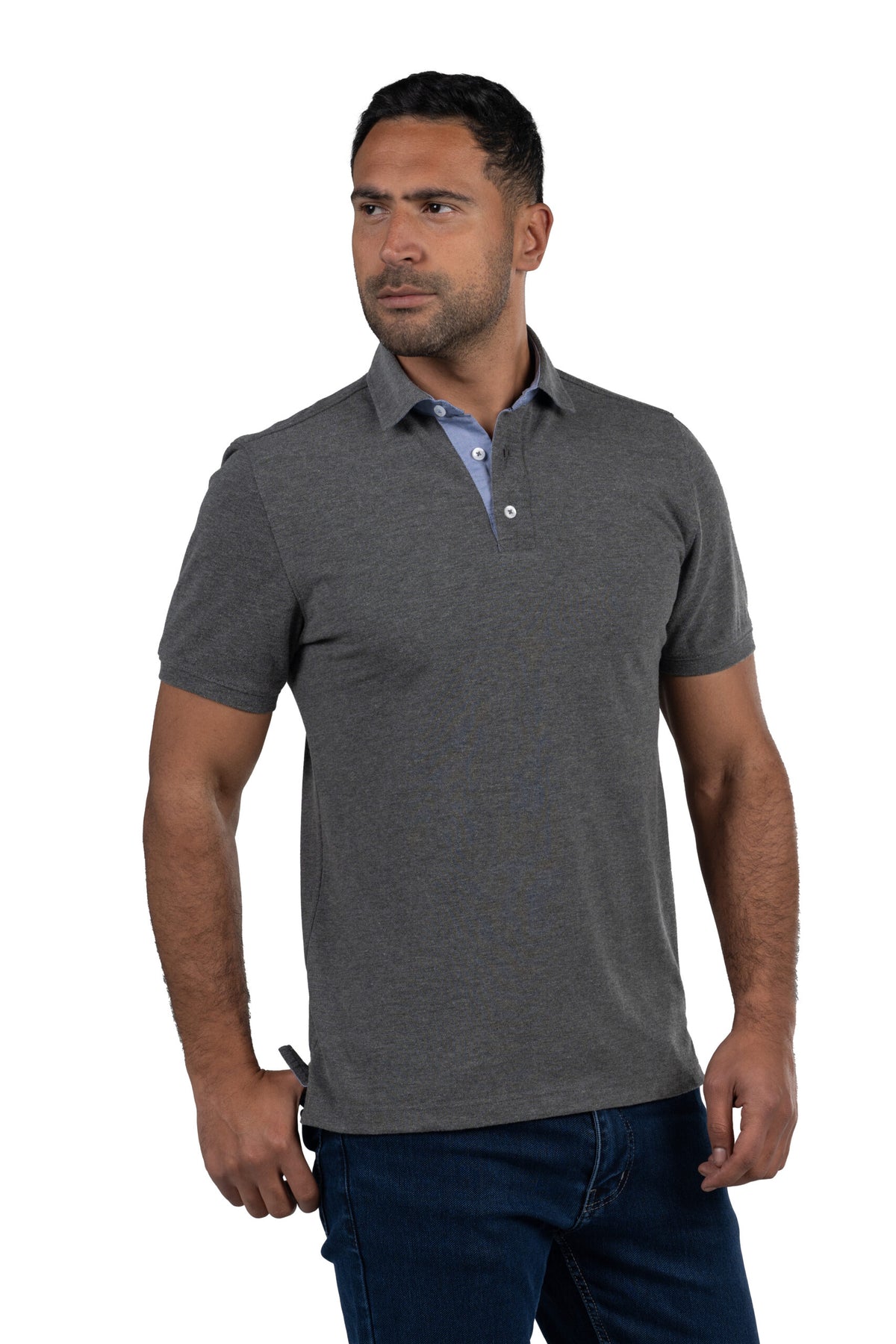Short Sleeved Solid Polo Shirt – Grey