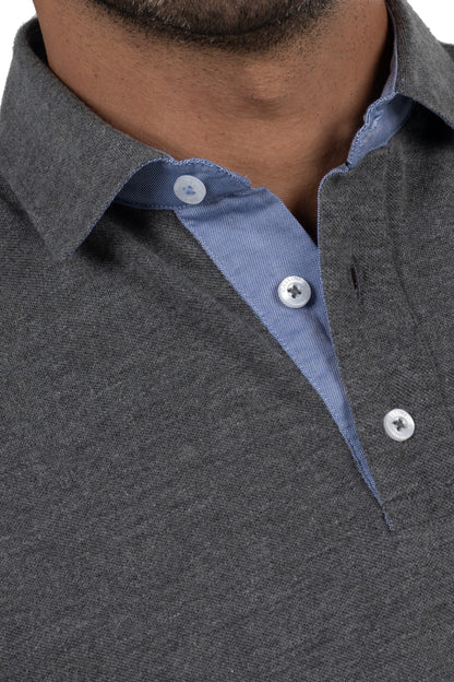Short Sleeved Solid Polo Shirt – Grey