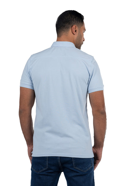 Short Sleeved Solid Polo Shirt – Light Blue
