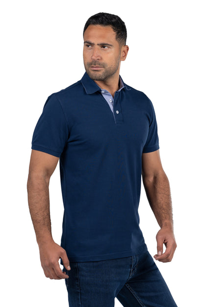 Short Sleeved Solid Polo Shirt – Navy