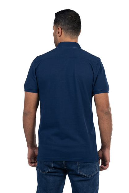 Short Sleeved Solid Polo Shirt – Navy