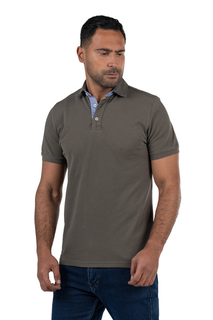 Short Sleeved Solid Polo Shirt – Olive Green