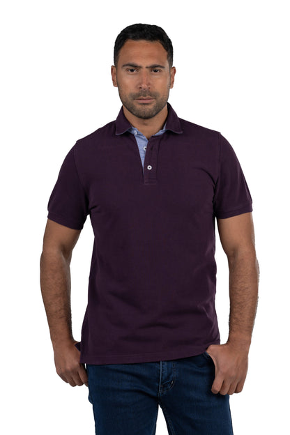 Short Sleeved Solid Polo Shirt – Purple
