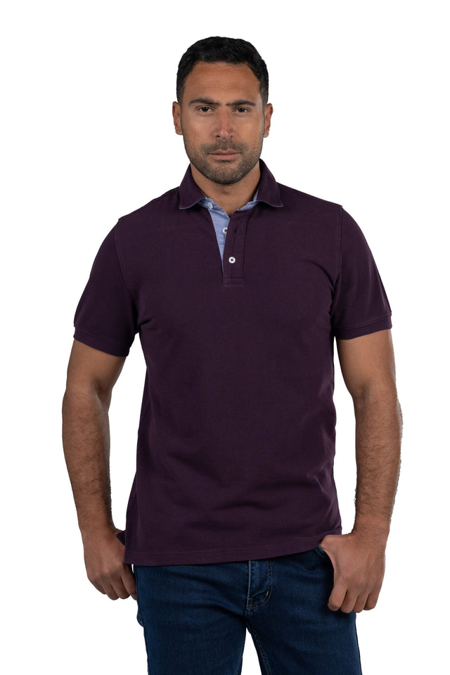 Short Sleeved Solid Polo Shirt – Purple