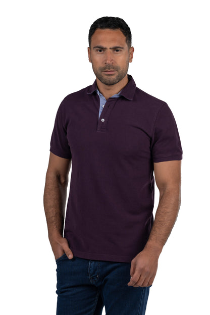 Short Sleeved Solid Polo Shirt – Purple
