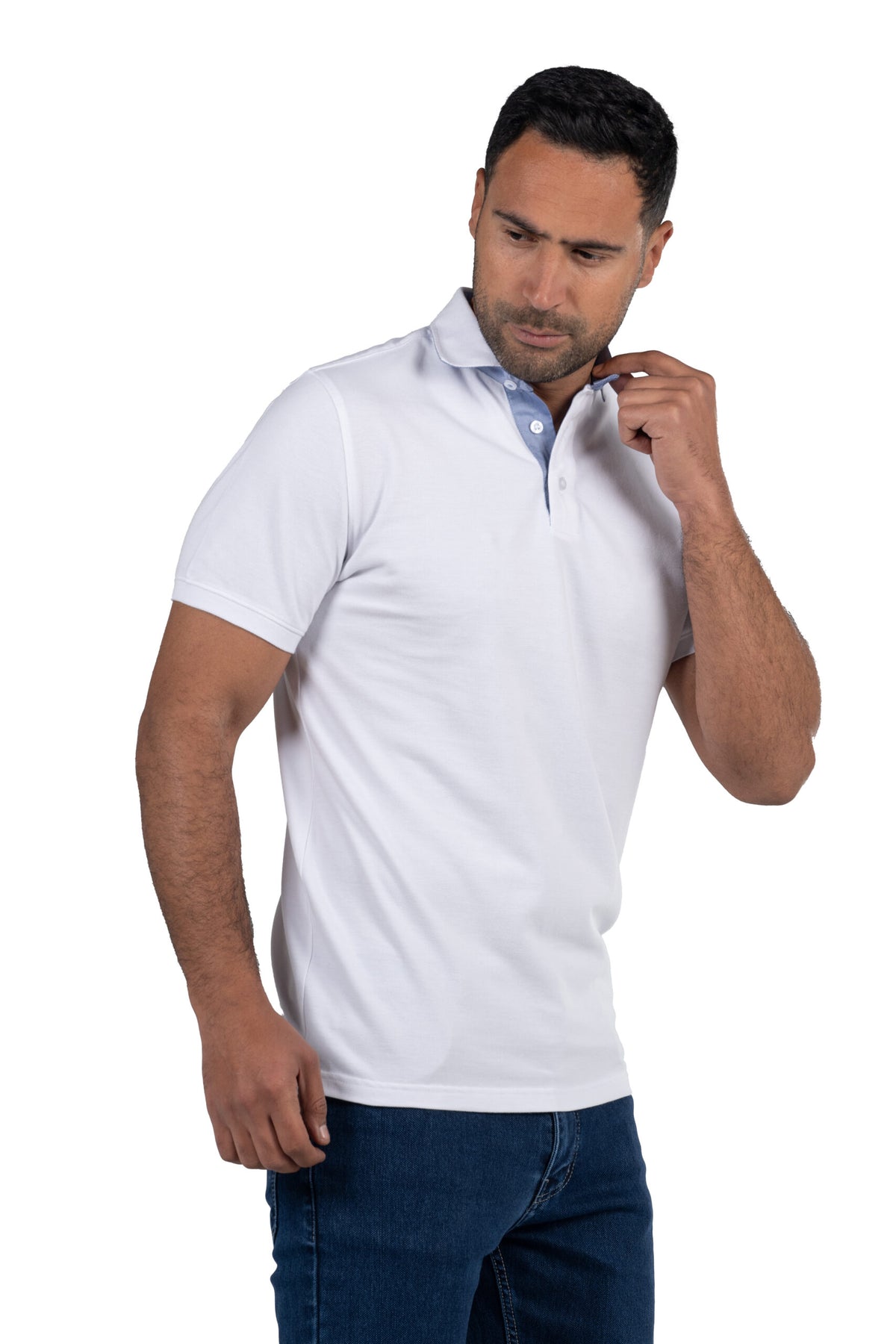 Short Sleeved Solid Polo Shirt – White