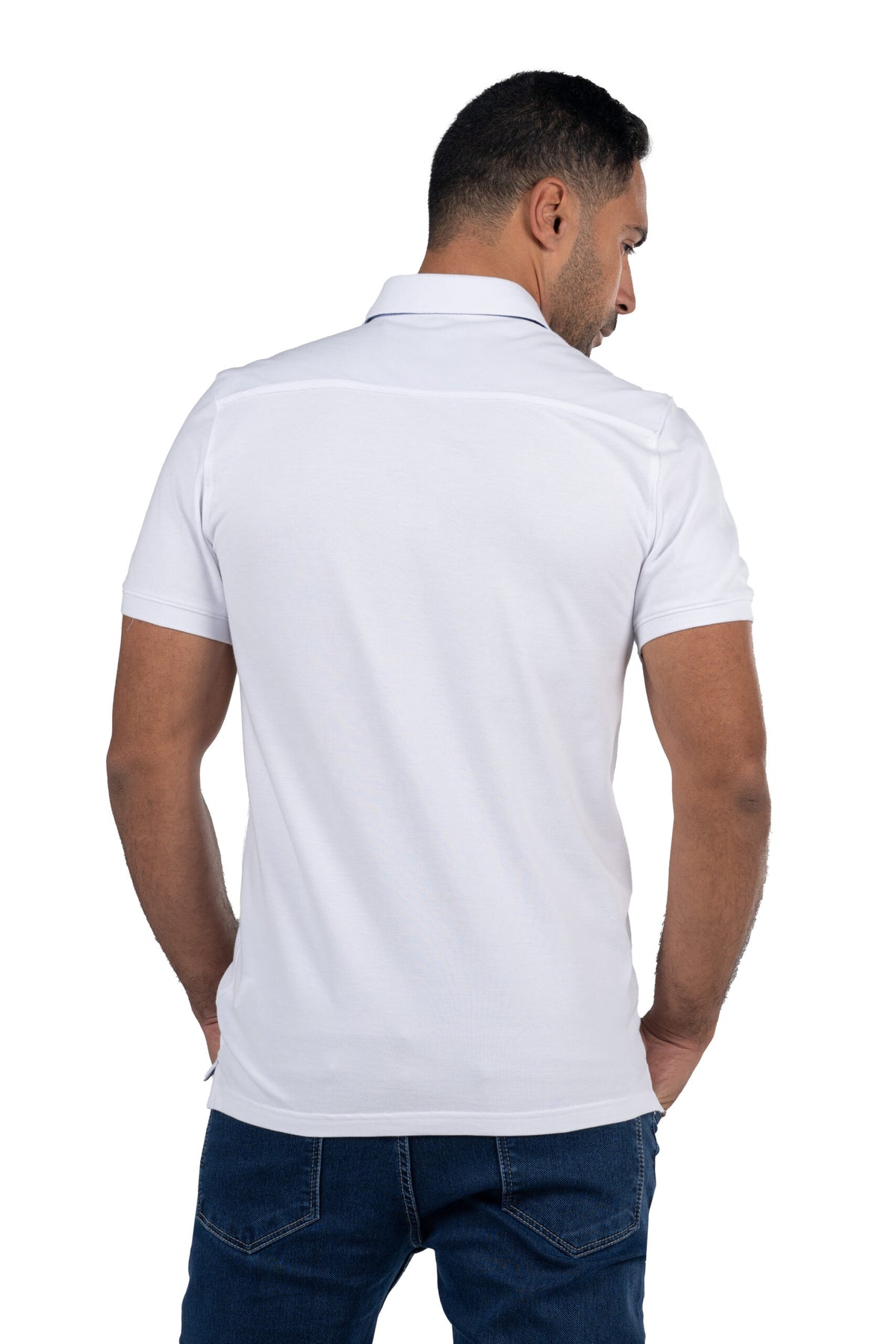 Short Sleeved Solid Polo Shirt – White