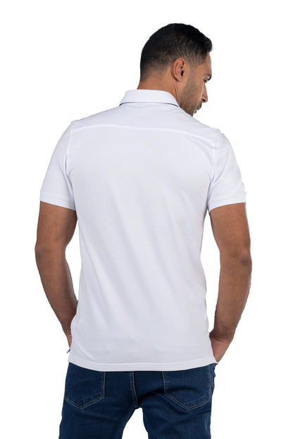 Short Sleeved Solid Polo Shirt – White