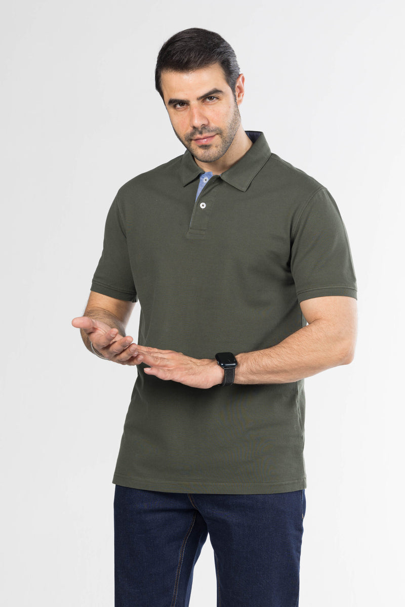 Signature Cotton Polo – Olive Green