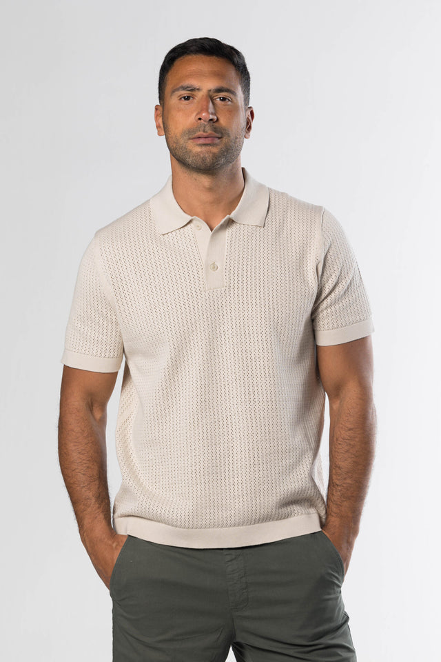 Signature Knit Polo – Beige