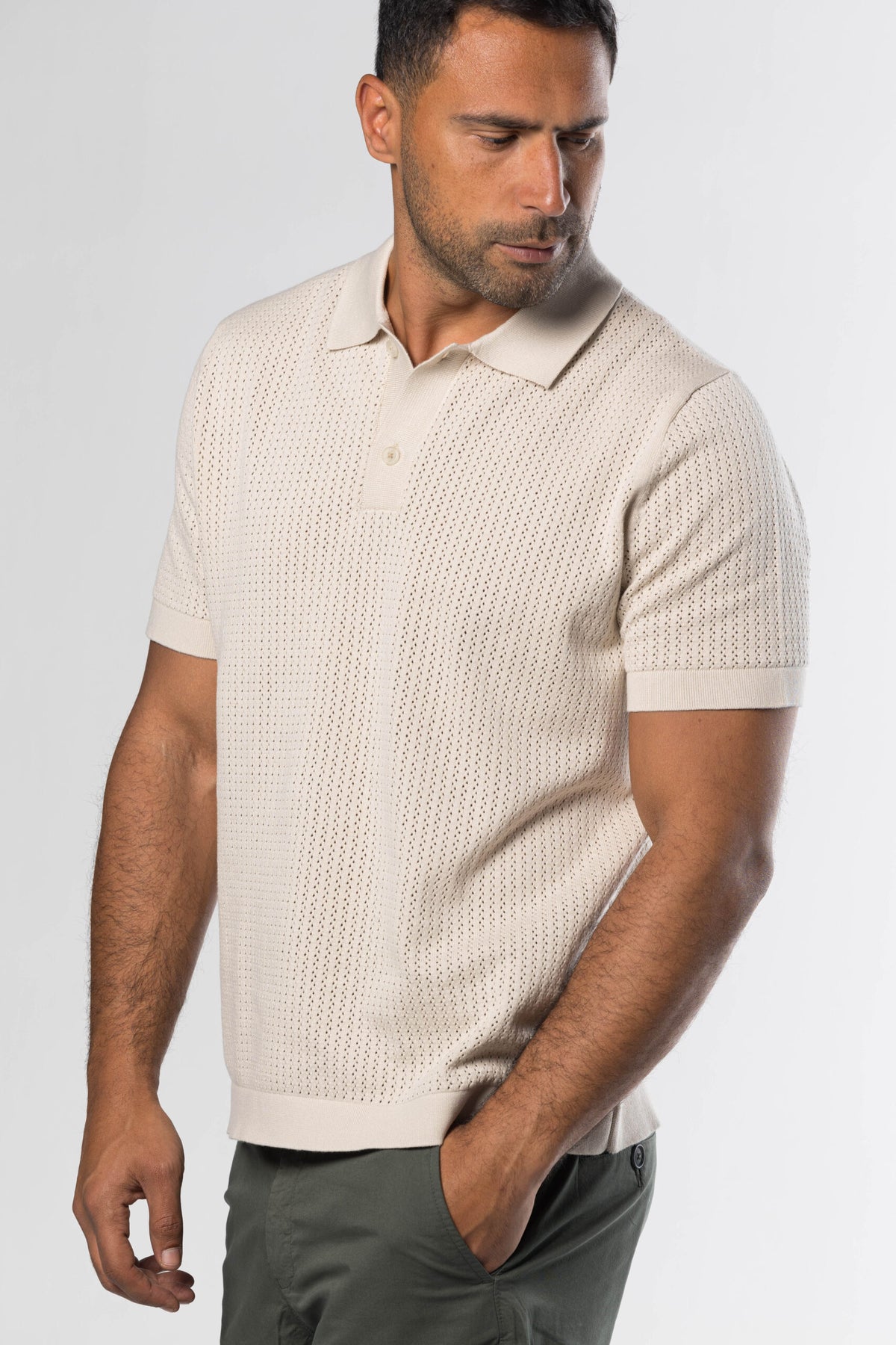 Signature Knit Polo – Beige