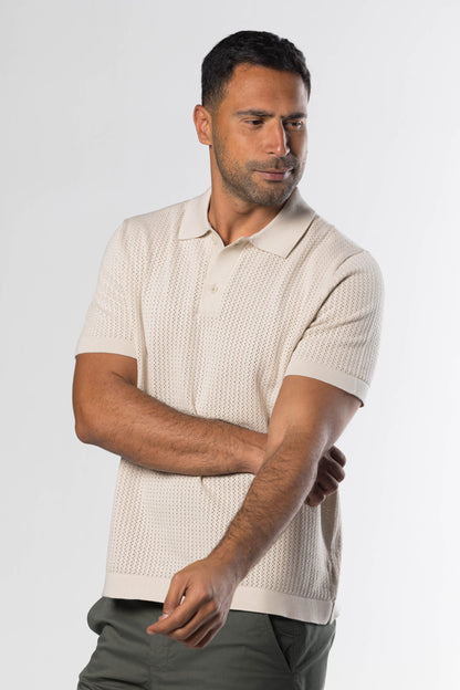 Signature Knit Polo – Beige