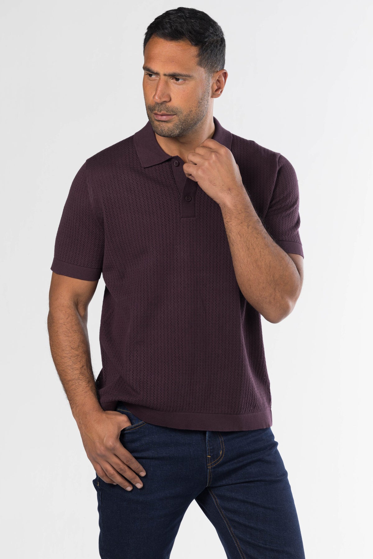 Signature Knit Polo – Burgundy