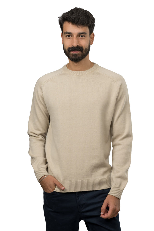 Solid Wool Pullover – Beige