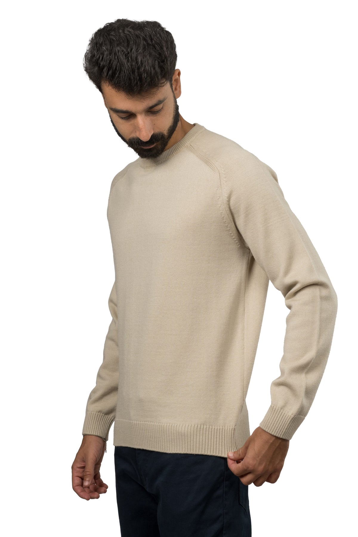 Solid Wool Pullover – Beige