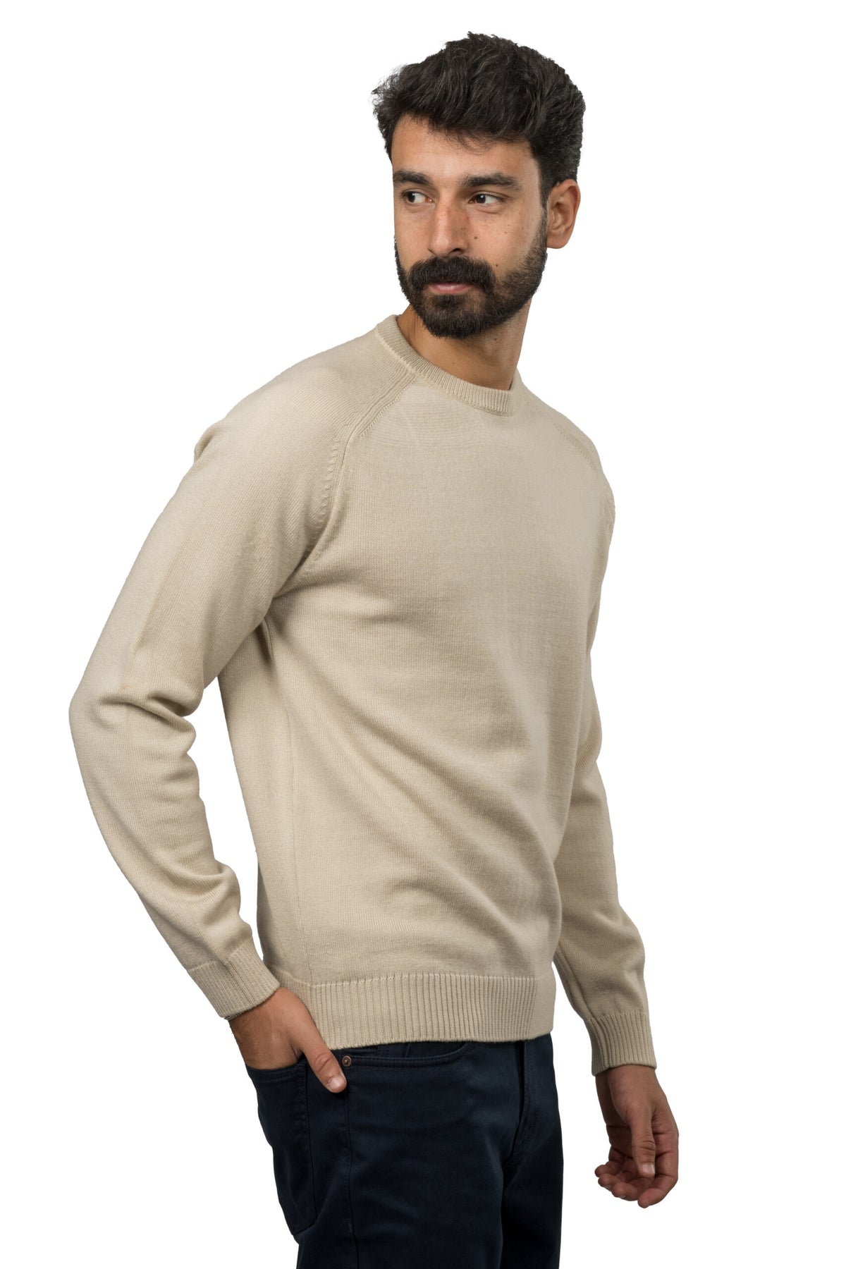 Solid Wool Pullover – Beige