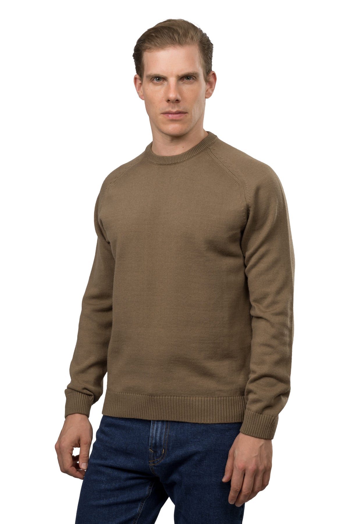 Solid Wool Pullover – Brown
